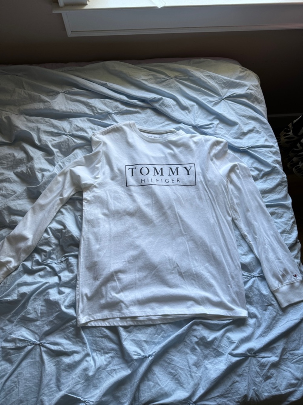 Tommy Hilfiger White Crewneck Long Sleeve Logo Shirt